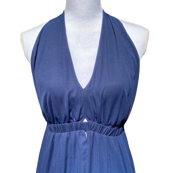 Show Me Your Mumu Luna Halter Dress Maxi Rich Navy Crisp Women's Size Small - Picture 7 of 12